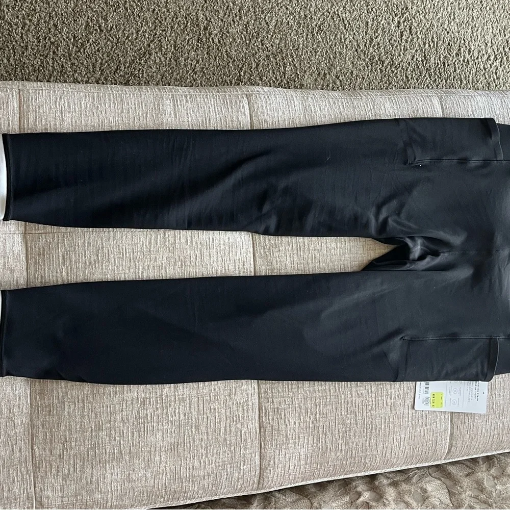 Athleta Black Leggings with White Waistband and Cuff Accents - Picture 3 of 6